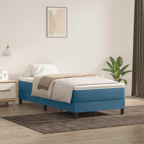 Kontinentalseng med madras 100x210 cm fløjl mørkeblå