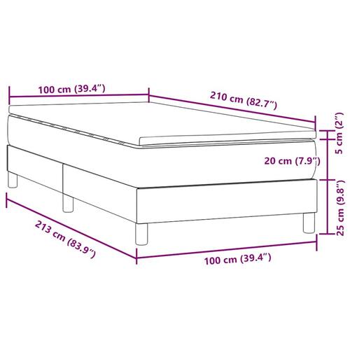 Kontinentalseng med madras 100x210 cm fløjl mørkeblå