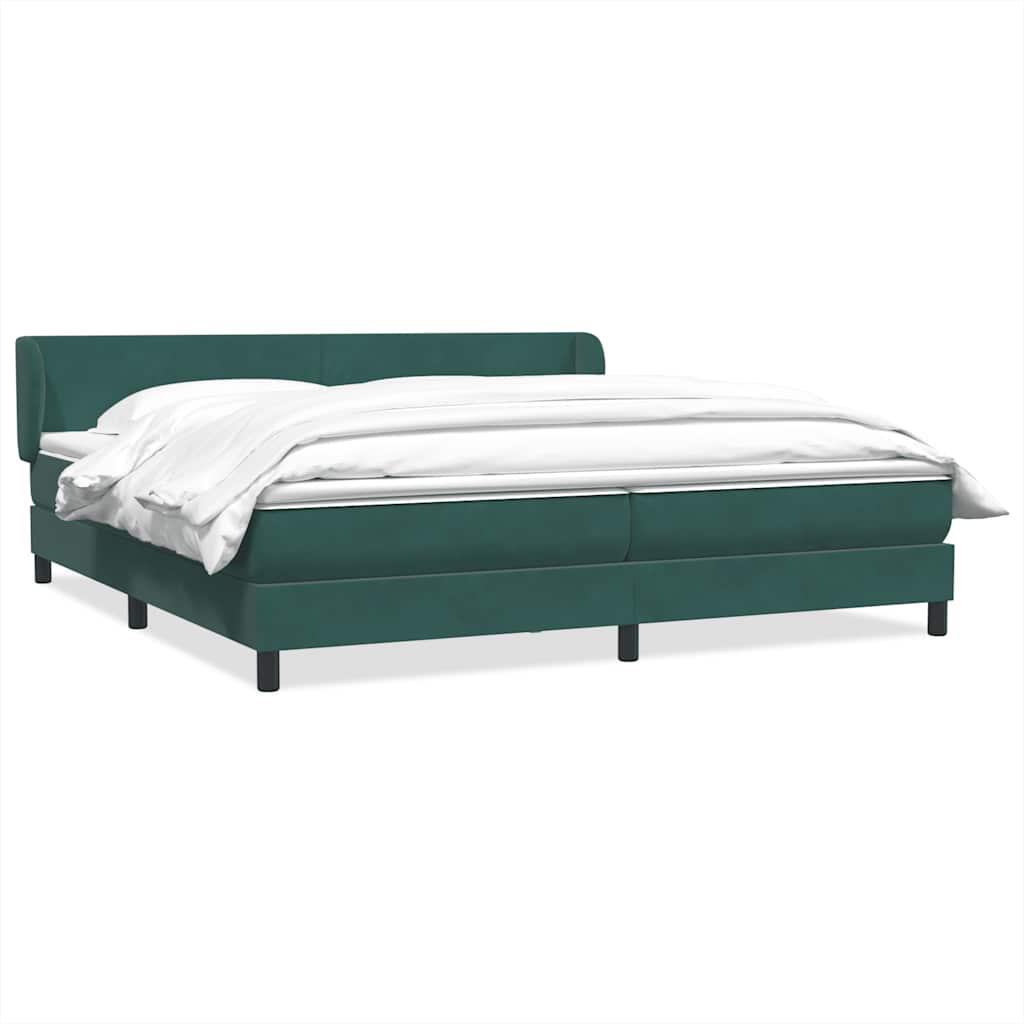 Kontinentalseng med madrasser 200x210 cm fløjl mørkegrøn