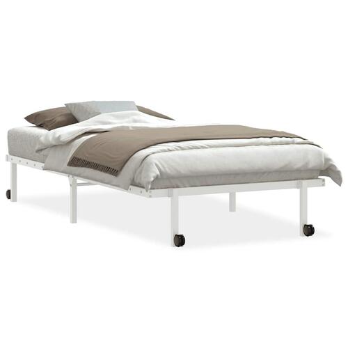 Sengeramme uden madras foldbare 100x200 cm stål hvid