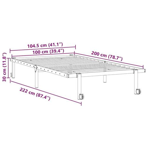 Sengeramme uden madras foldbare 100x200 cm stål hvid