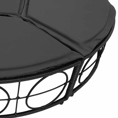Udendørs loungeseng med tag og hynder polyrattan sort