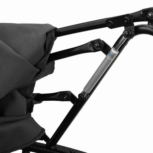 Udendørs loungeseng med tag og hynder polyrattan sort