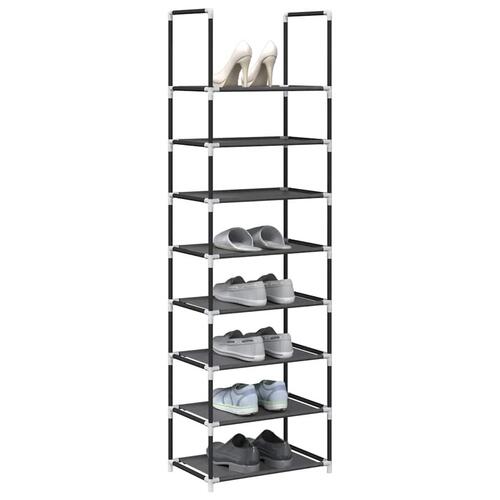 Skostativ 8-etagers 44x28x145 cm ikke-vævet stof sort