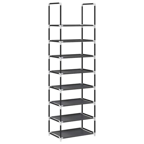 Skostativ 8-etagers 44x28x145 cm ikke-vævet stof sort