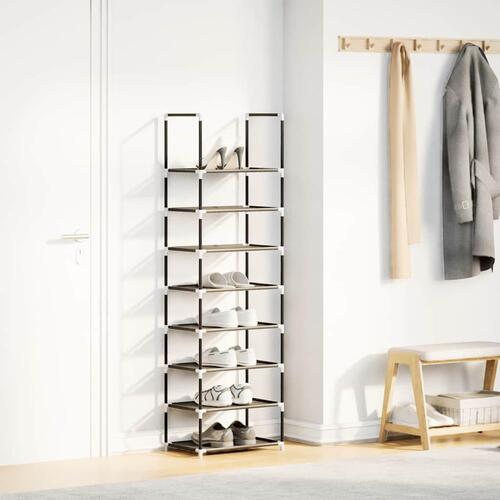 Skostativ 8-etagers 44x28x145 cm ikke-vævet stof sort