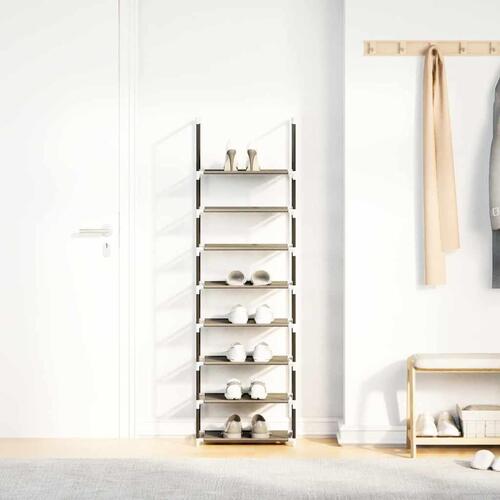 Skostativ 8-etagers 44x28x145 cm ikke-vævet stof sort