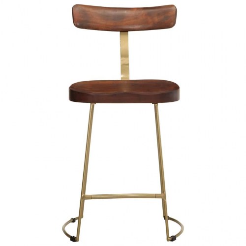Barstole sæt - 2 stk. i massivt mangotræ med metalben, 49×43×79 cm - brun