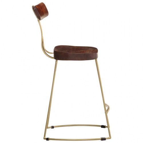 Barstole sæt - 2 stk. i massivt mangotræ med metalben, 49×43×79 cm - brun