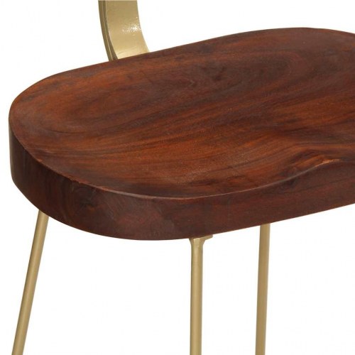 Barstole sæt - 2 stk. i massivt mangotræ med metalben, 49×43×79 cm - brun