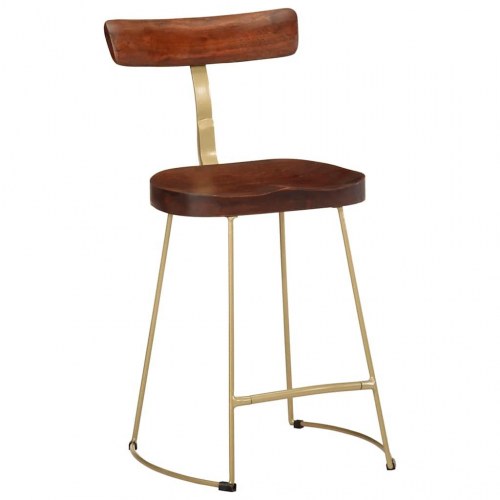 Barstole sæt - 2 stk. i massivt mangotræ med metalben, 49×43×79 cm - brun