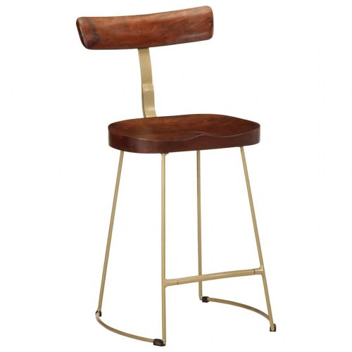 Barstole sæt - 2 stk. i massivt mangotræ med metalben, 49×43×79 cm - brun