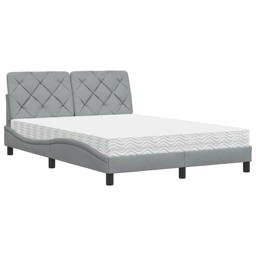 Seng med madras 140x190 cm stof lysegrå