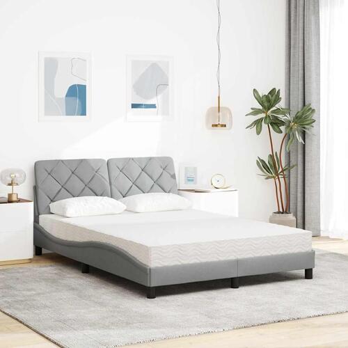 Seng med madras 140x190 cm stof lysegrå