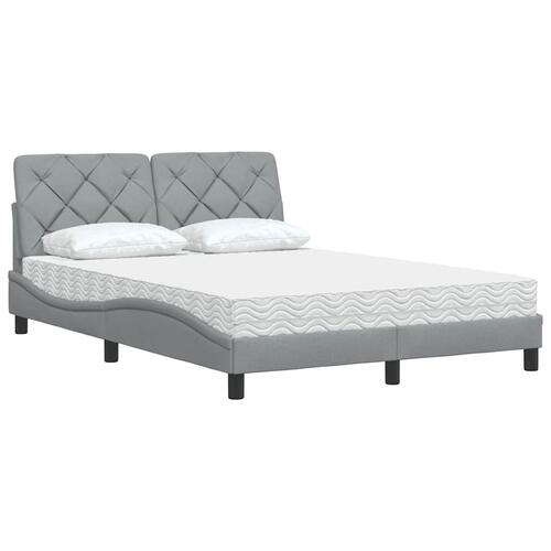 Seng med madras 140x190 cm stof lysegrå