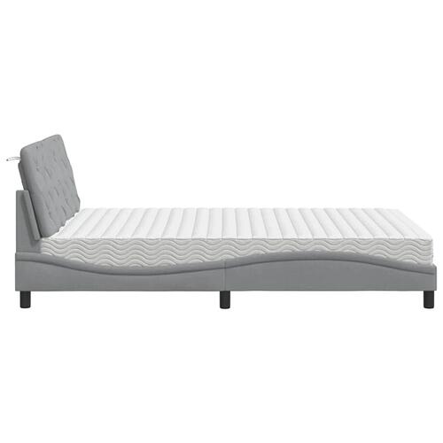 Seng med madras 140x190 cm stof lysegrå