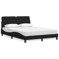 Seng med madras 140x190 cm stof sort
