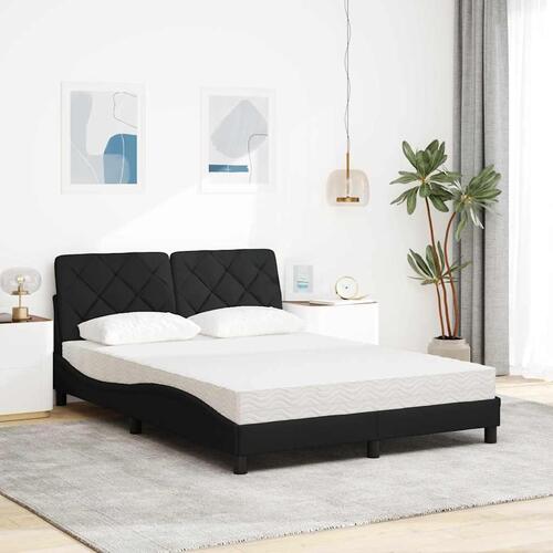 Seng med madras 140x190 cm stof sort
