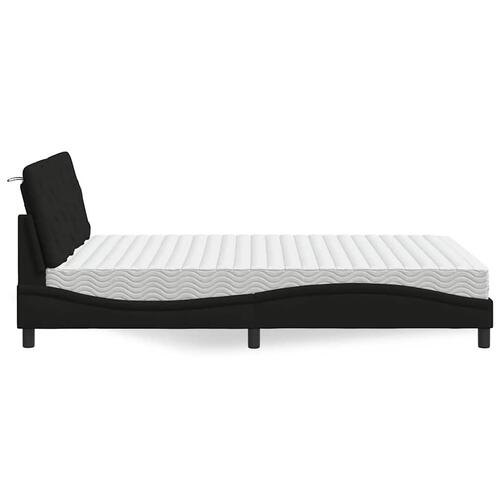 Seng med madras 140x190 cm stof sort