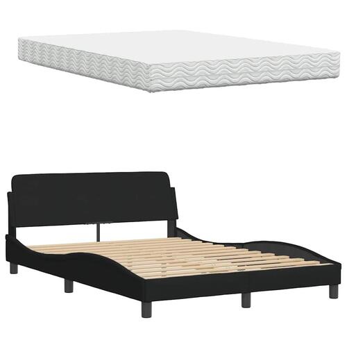 Seng med madras 140x190 cm stof sort