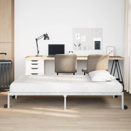 Sengeramme uden madras foldbare 90x190 cm stål hvid