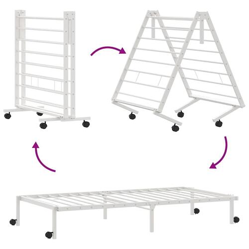 Sengeramme uden madras foldbare 90x190 cm stål hvid
