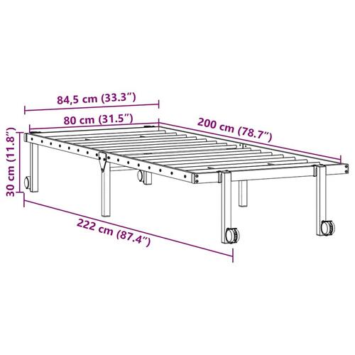Sengeramme uden madras foldbare 80x200 cm stål sort
