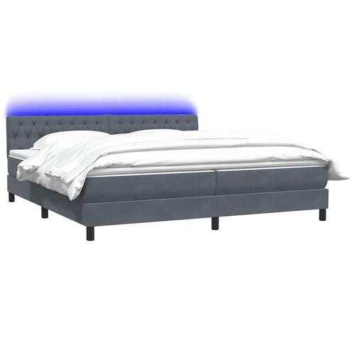 Kontinentalseng med madras 200x210 cm fløjl mørkegrå