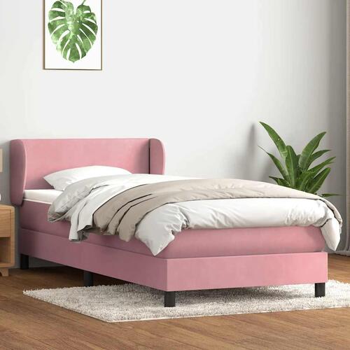 Kontinentalseng med madras lyserød 80x210 cm fløjl