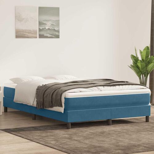 Kontinentalseng med madras 140x210 cm fløjl mørkeblå
