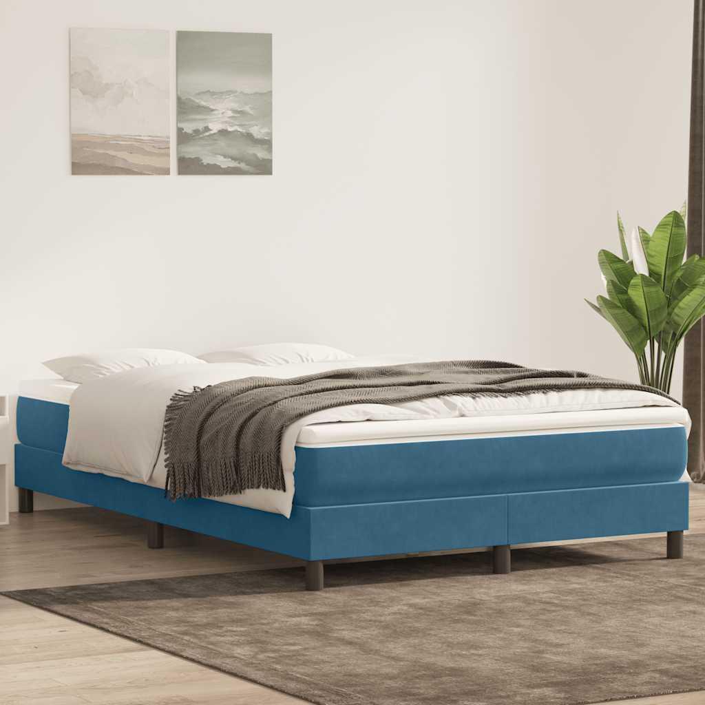 Kontinentalseng med madras 140x210 cm fløjl mørkeblå