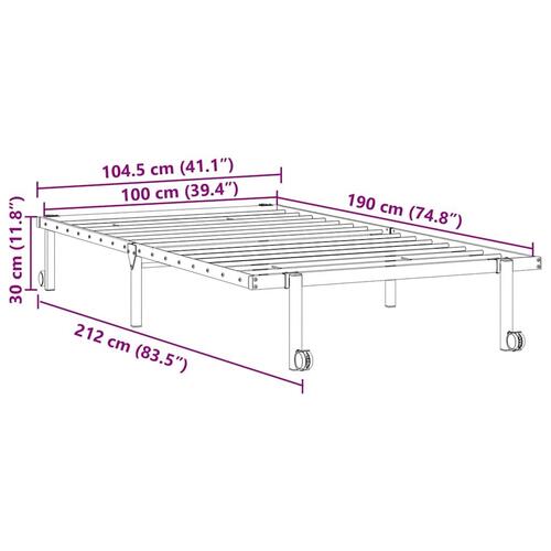 Sengeramme uden madras foldbare 100x190 cm stål sort