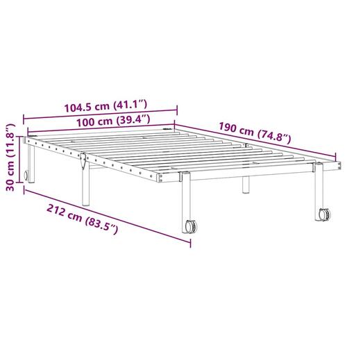 Sengeramme uden madras foldbare 100x190 cm stål hvid