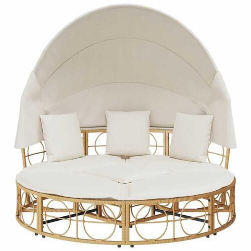 Udendørs loungeseng med tag og hynder polyrattan