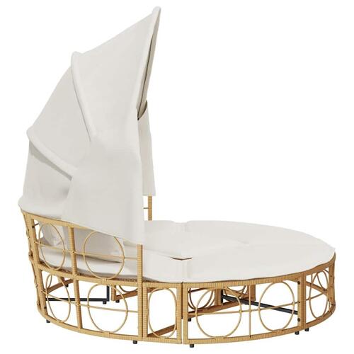 Udendørs loungeseng med tag og hynder polyrattan