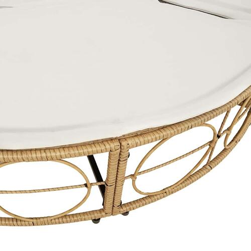 Udendørs loungeseng med tag og hynder polyrattan