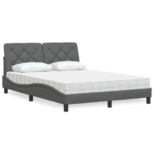 Seng med madras 140x190 cm stof mørkegrå