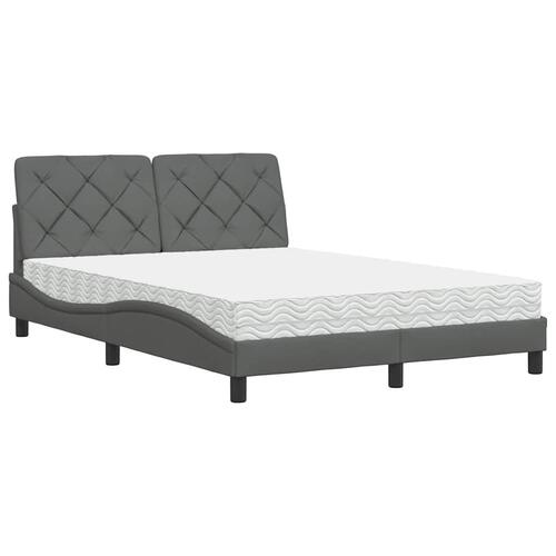 Seng med madras 140x190 cm stof mørkegrå