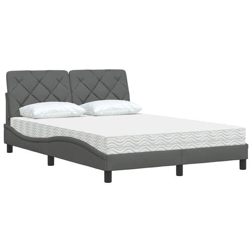 Seng med madras 140x190 cm stof mørkegrå