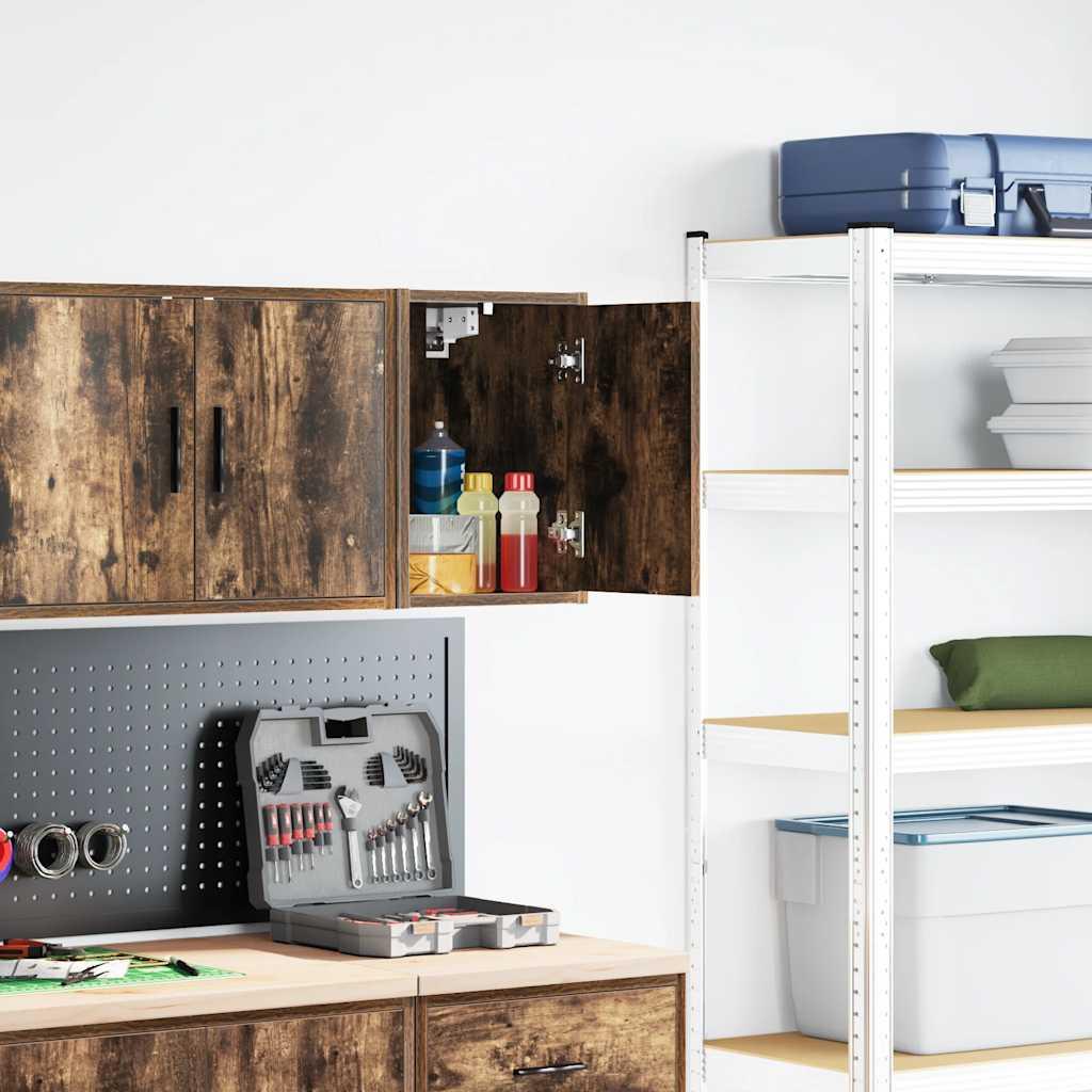 vidaXL vægskab til garagen konstrueret træ røget egetræsfarve