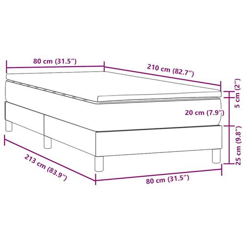 Kontinentalseng med madras mørkegrå 80x210 cm fløjl