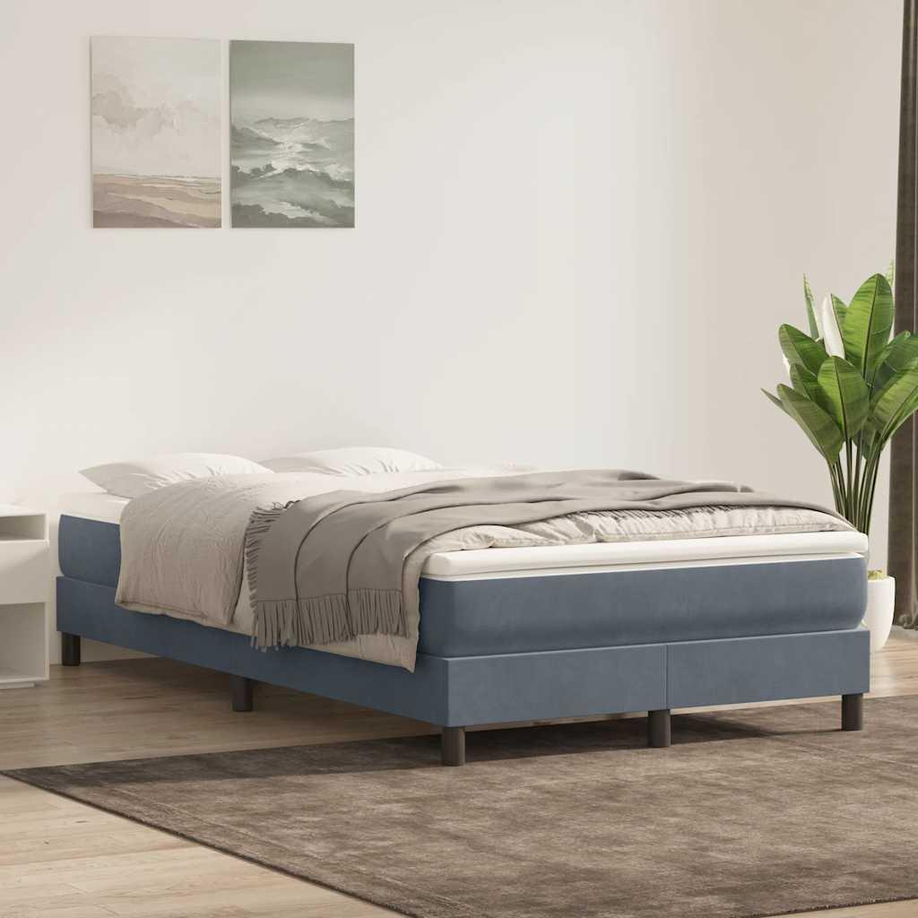 Kontinentalseng med madras 120x210 cm fløjl mørkegrå