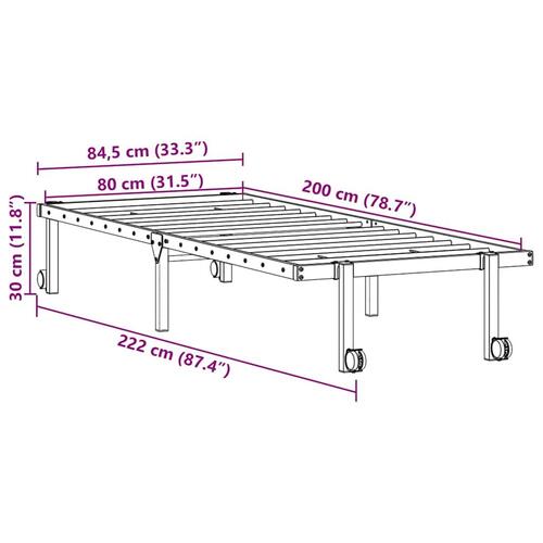 Sengeramme uden madras foldbare 80x200 cm stål hvid