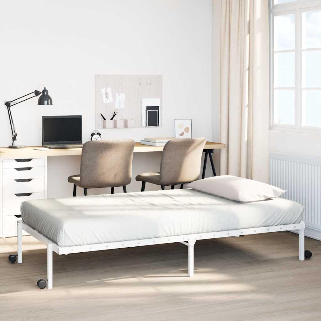 Sengeramme uden madras foldbare 90x200 cm stål hvid