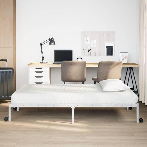 Sengeramme uden madras foldbare 90x200 cm stål hvid