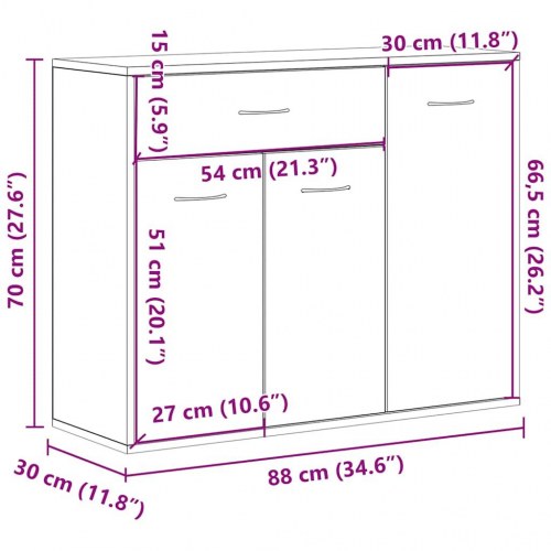Skænk 88×30×70 cm i konstrueret træ - kunsteg