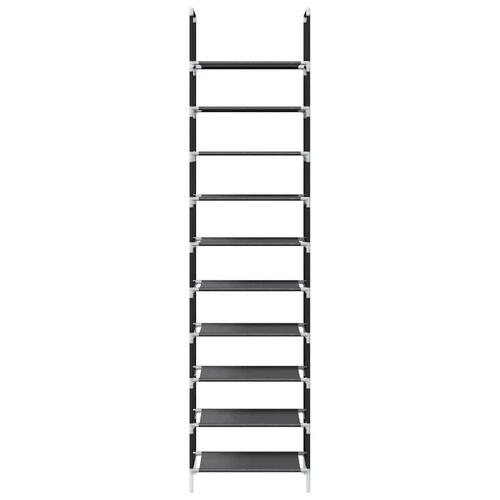 Skostativ 10-etagers 44x28x180 cm ikke-vævet stof sort