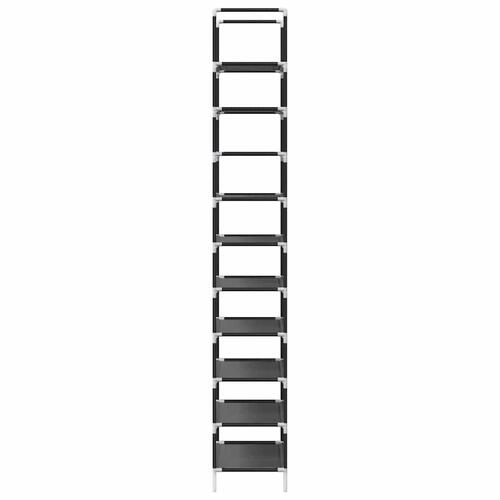 Skostativ 10-etagers 44x28x180 cm ikke-vævet stof sort
