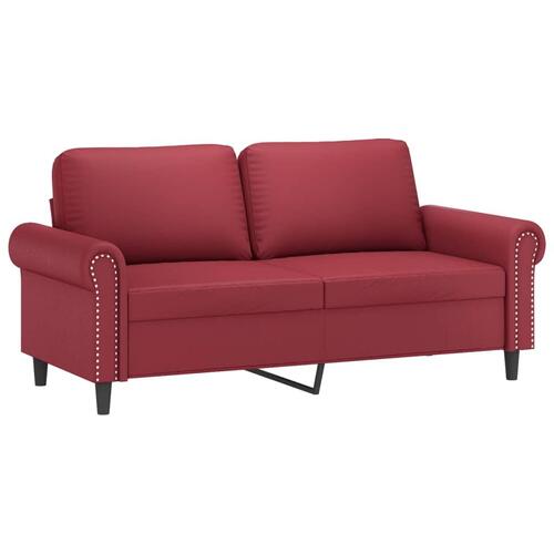 3 personers sofa med hynder kunstlæder vinrød