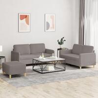 3 personers sofa med hynder stof gråbrun